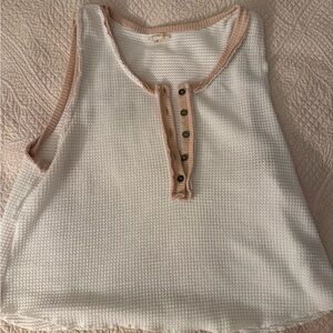 Cream and White Knit Top